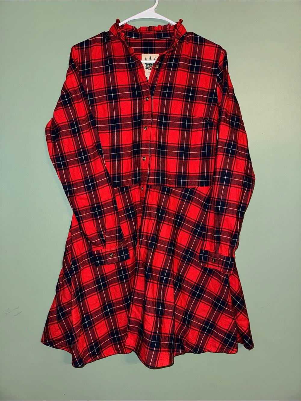 Kiel James Patrick Cozy Cabin flannel dress “Apple Pie Skillet” Medium